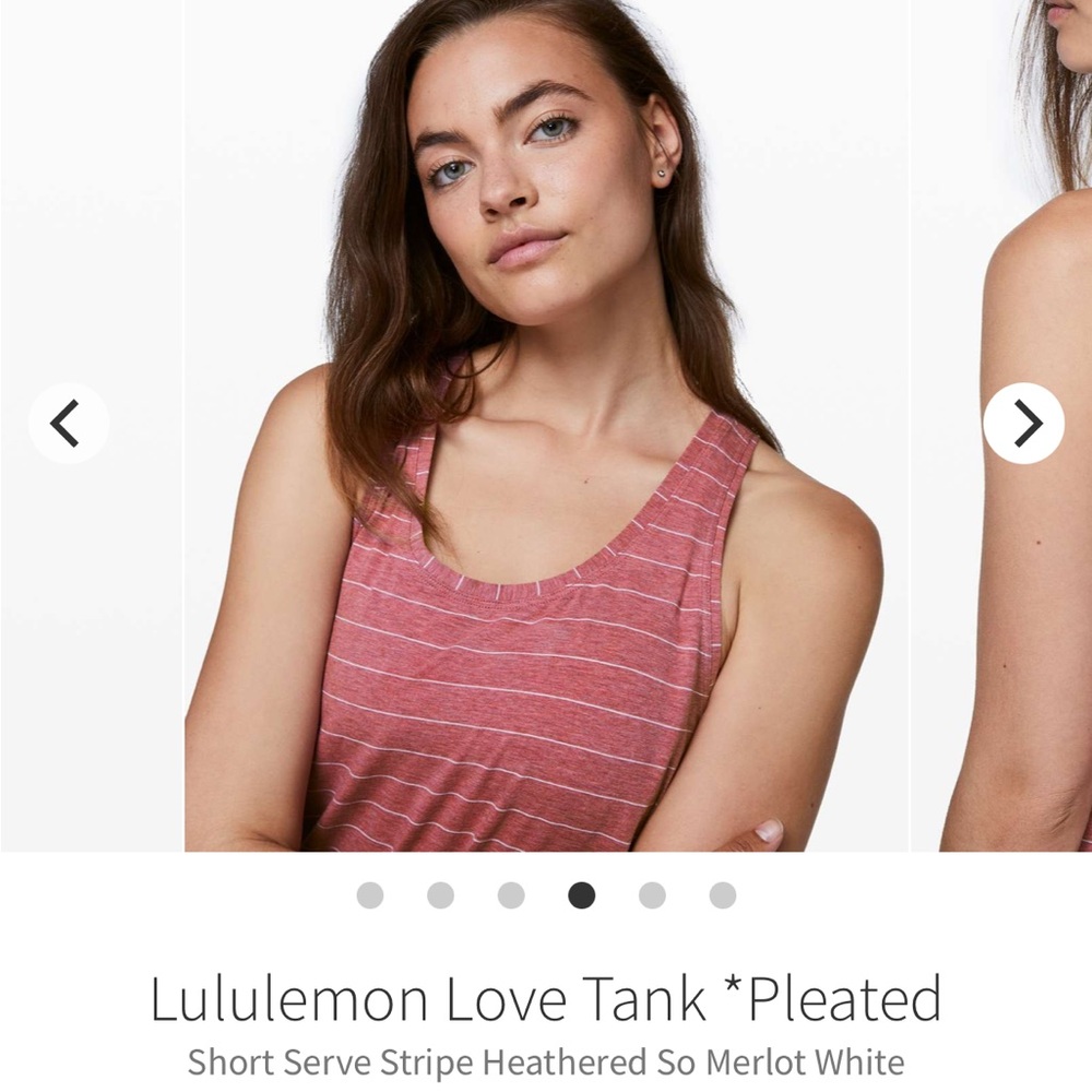 Lululemon Love Tank *Pleated in Short Serve Stripe Heathered So Merlot White - Picture 3 of 14